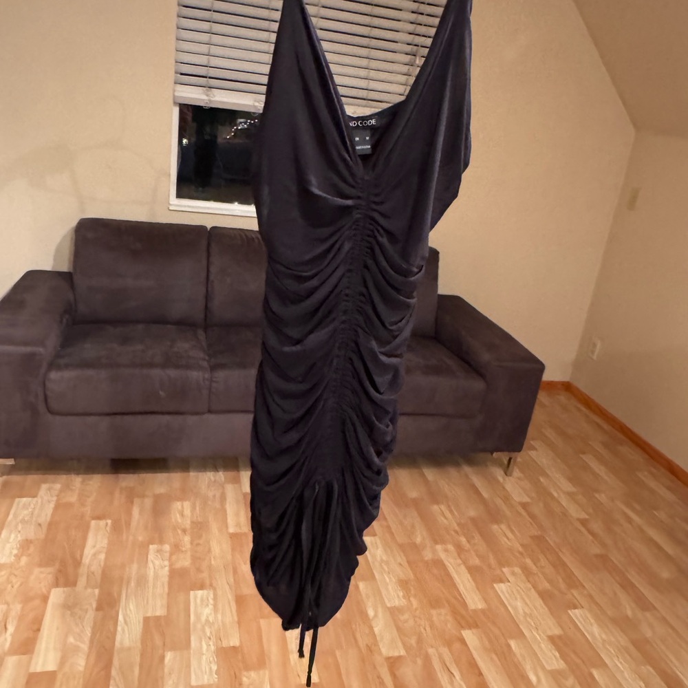 Mind Code Black Backless Ruched Dress